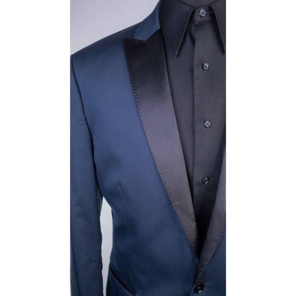 EXPRESS Photographer SLIM Mens Tuxedo Blazer Dinner Jacket 42R Blue Peak - Picture 5 of 14